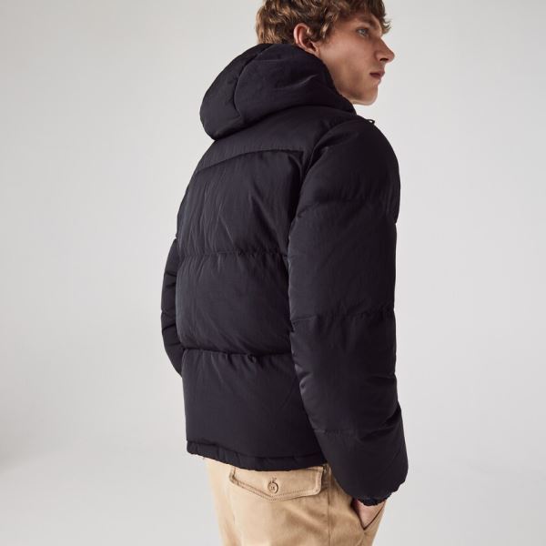 Lacoste Short Lightweight Water-Resistant Puffer Coat Pánské - Kabáty Černé | CZ-Wm15vL